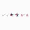 Clous d'oreilles fleurs violets couleur argentée C LUXE by Claire's - Lot de 3