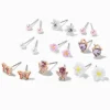 Clous d'oreilles floraux avec perles d’imitation - Lot de 9