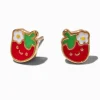 Clous d'oreilles fraise émaillés couleur dorée