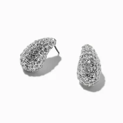 Clous d'oreilles grappe de haricot pavé couleur argentée