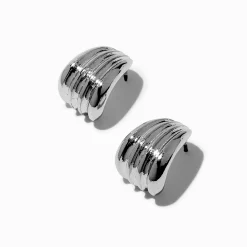 Clous d'oreilles haricot illusion couleur argentée