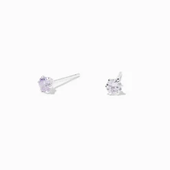 Clous d'oreilles lavande 4 mm en zircon cubique et argent