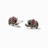 Clous d'oreilles éléphant strass couleur argentée