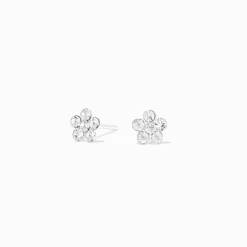 Clous d'oreilles marguerite strass en argent