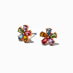 Clous d'oreilles marguerites strass pastel