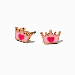 Clous d'oreilles mini couronne rose
