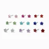 Clous d'oreilles 4 mm fleurs multicolores - Lot de 9