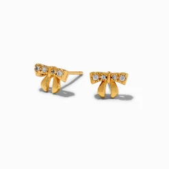 Clous d'oreilles nœud en zircon cubique couleur or jaune C LUXE by Claire's