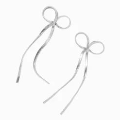 Clous d'oreilles nœuds chaîne à maillons chevrons couleur argentée