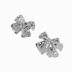 Clous d'oreilles nœuds couleur argentée