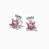Clous d'oreilles ours en peluche strass roses