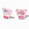 Clous d'oreilles ours en peluche holographiques roses
