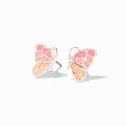Clous d'oreilles papillon à paillettes qui changent de couleur UV couleur argentée