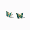 Clous d'oreilles papillon bleus et verts
