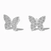 Clous d'oreilles papillon pavé couleur argentée