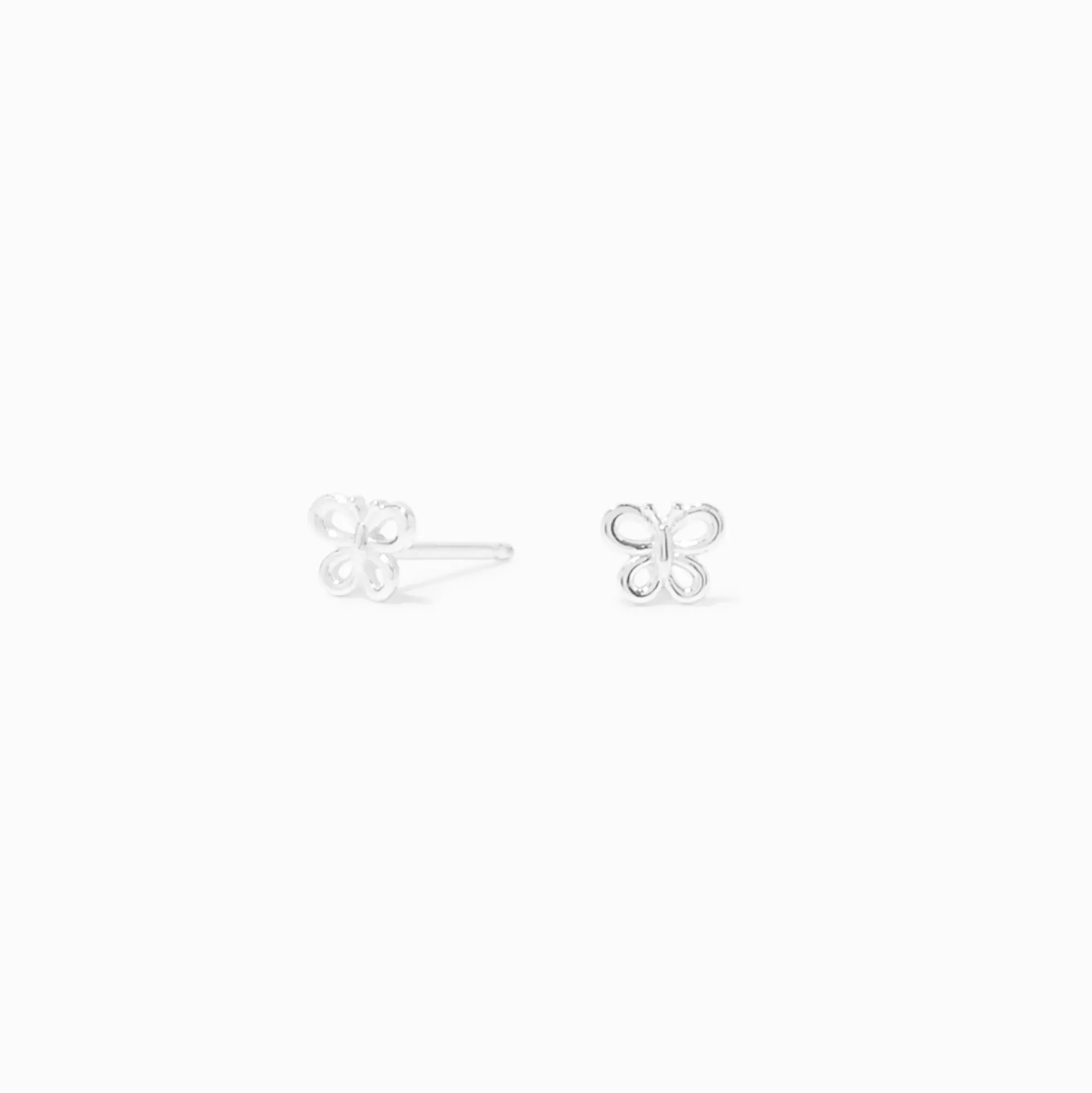 Clous d'oreilles papillon ronds 10 mm en zircon cubique couleur argentée