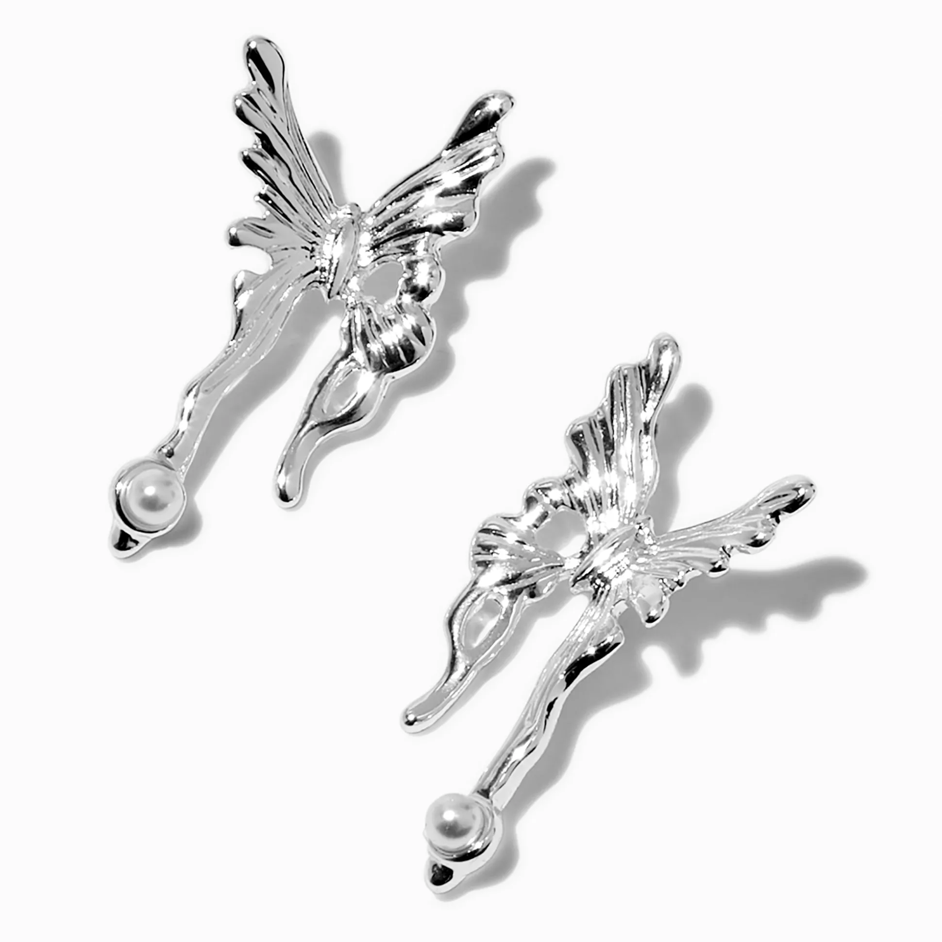 Clous d'oreilles papillon coulants couleur argentée