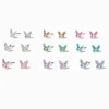 Clous d'oreilles papillon strass colorés - Lot de 9