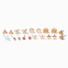 Clous d'oreilles papillon aux designs variés couleur dorée - Lot de 9