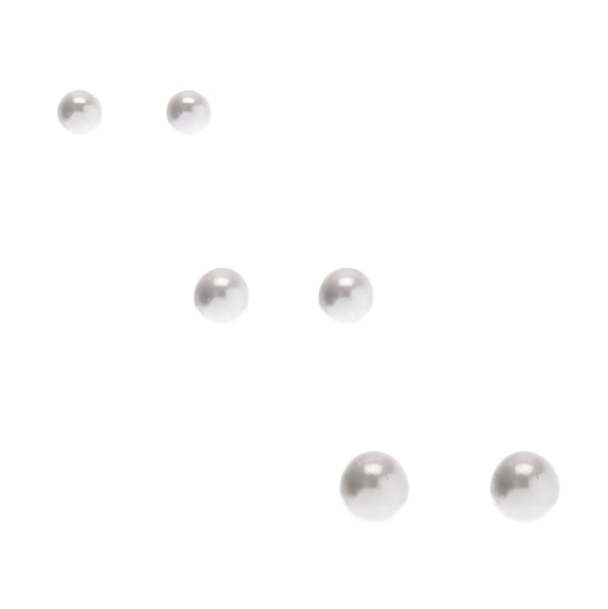 Clous d'oreilles perles d'imitation blanches de tailles graduelles - Lot de 3