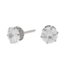 Clous d'oreilles ronds avec strass en zircon cubique et titane couleur argentée - 6 mm - Collection C Luxe