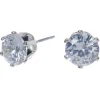 Clous d'oreilles ronds avec strass en zircon cubique d'imitation couleur argentée - 7 mm