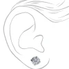 Clous d'oreilles ronds avec strass en zircon cubique d'imitation couleur argentée - 6 mm