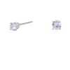 Clous d'oreilles ronds avec strass en zircon cubique d'imitation couleur argentée - 4 mm
