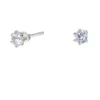 Clous d'oreilles ronds avec strass en zircon cubique d'imitation couleur argentée - 3 mm