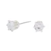 Clous d'oreilles ronds avec strass en zircon cubique d'imitation couleur argentée - 5 mm
