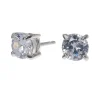 Clous d'oreilles ronds avec strass en zircon cubique d'imitation couleur argentée - 5 mm