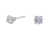 Clous d'oreilles ronds monture martini avec strass en zircon cubique d'imitation couleur argentée - 3 mm