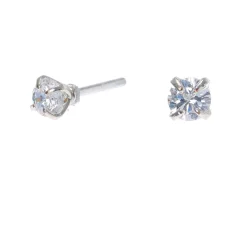 Clous d'oreilles ronds monture martini avec strass en zircon cubique d'imitation couleur argentée - 3 mm