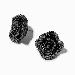 Clous d'oreilles rose cloutée couleur hématite