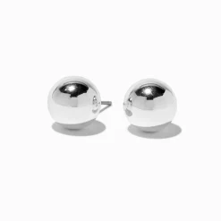 Clous d'oreilles sphériques couleur argentée