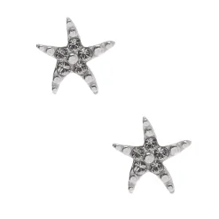 Clous d'oreilles étoile de mer avec strass en argent