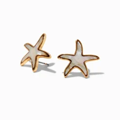 Clous d'oreilles étoile de mer blancs