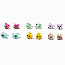 Clous d'oreilles visage animal adorable - Lot de 6