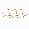 Clous et anneaux pour piercing de nez 0,6 mm avec zircon cubique en titane couleur dorée - Lot de 9