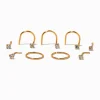 Clous et anneaux pour piercing de nez avec zircon cubique 0,6 mm en titane couleur dorée - Lot de 9