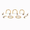 Clous et anneaux pour piercing de nez 0,6 mm avec zircon cubique couleur argentée et couleur dorée - Lot de 9
