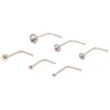 Clous pour piercing de nez avec boules et strass 0,6 mm de différentes tailles couleur argentée - Lot de 6