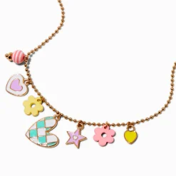 Collier à breloque cœur à carreaux Claire's Club