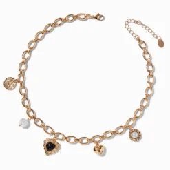 Collier à breloque rétro couleur dorée