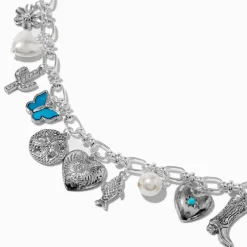 Collier à breloques cowgirl couleur argentée