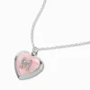 Collier à médaillon cœur pailleté à initiale décorée rose - M