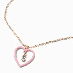 Collier à pendentif à initiale émaillé couleur dorée - Noir, C