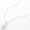 Collier à pendentif avec strass solitaire en forme de goutte en zircon cubique d'imitation couleur argentée