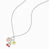 Collier à pendentif breloque fraise, fleur et cerise