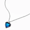 Collier à pendentif couleur argentée cœur qui fond bleu